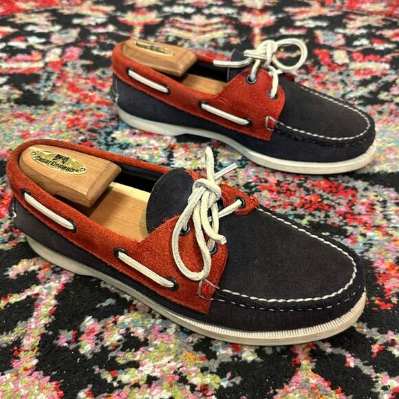 EUC Rancourt & Co. x Jack Spade Suede Boat Shoe USA Red White Blue Maine USA 6 main image 5
